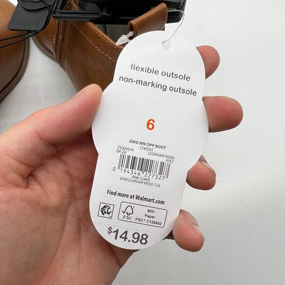 Wonder Nation Ankle Boots Casual Lightweight Brown Size 6 - Picture 7 of 9